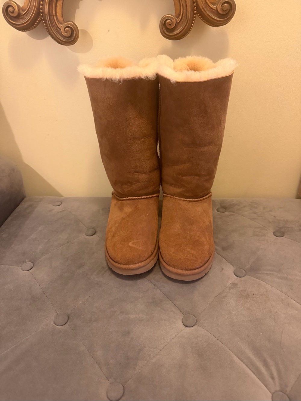 UGG Women’s Chestnut Suede Bailey Bow Tall Boots - Picture 2 of 5
